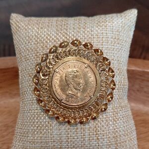 Vintage Gold Coin Brooch 22k Coin 16 Grams